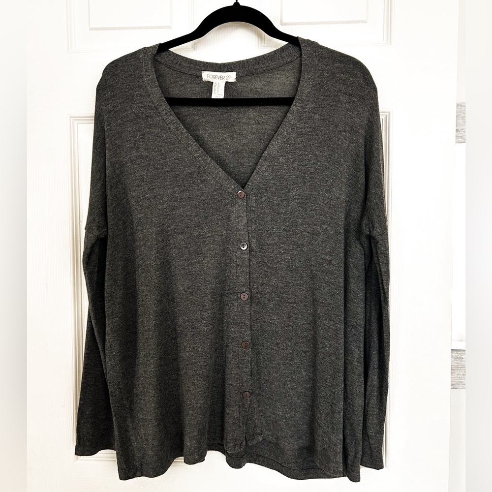 Charcoal Cardigan Top